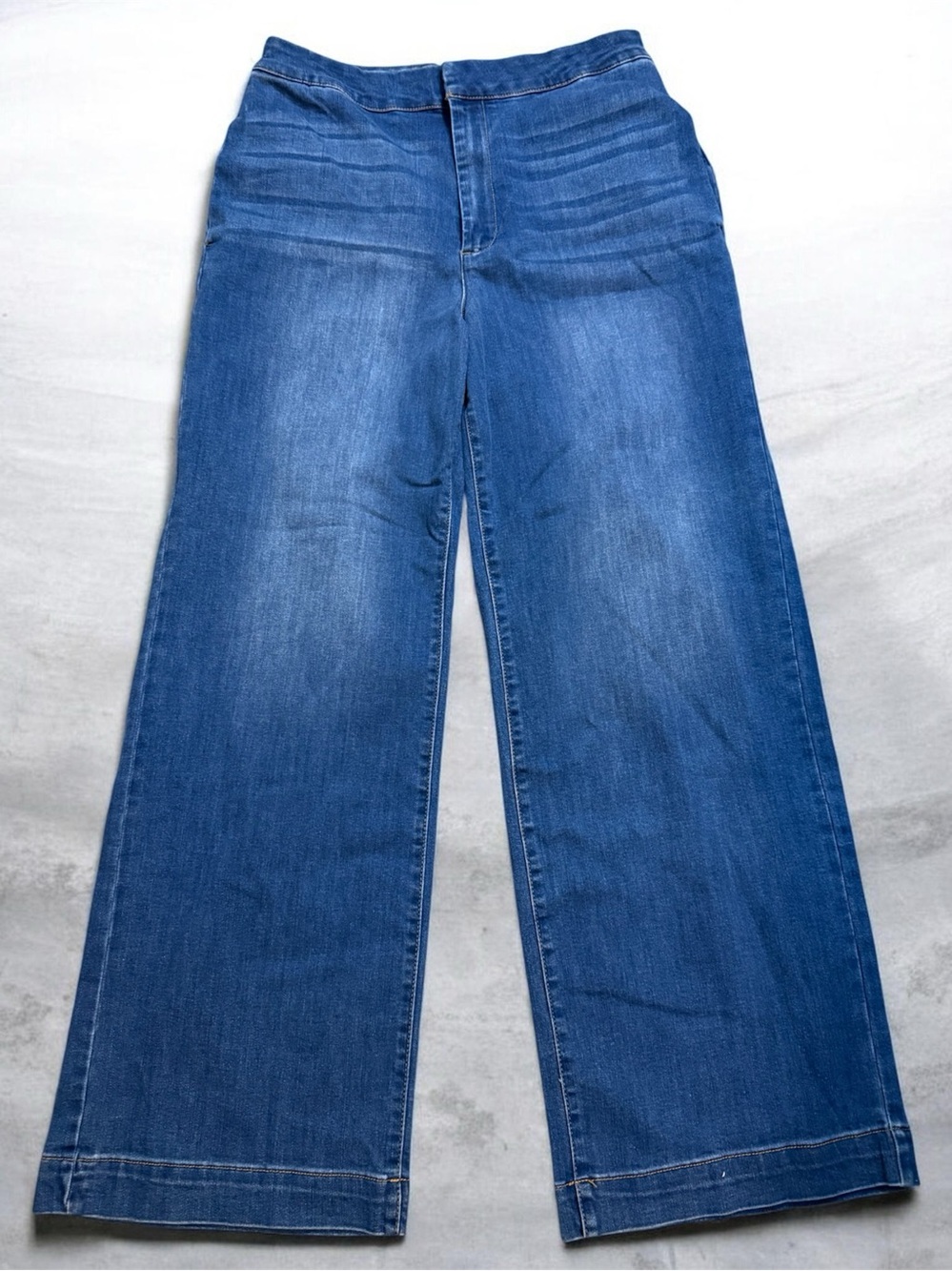 OAT NY Jeans Womens 12/31 Blue Wide Leg Slash Pockets High Rise Stretch Denim